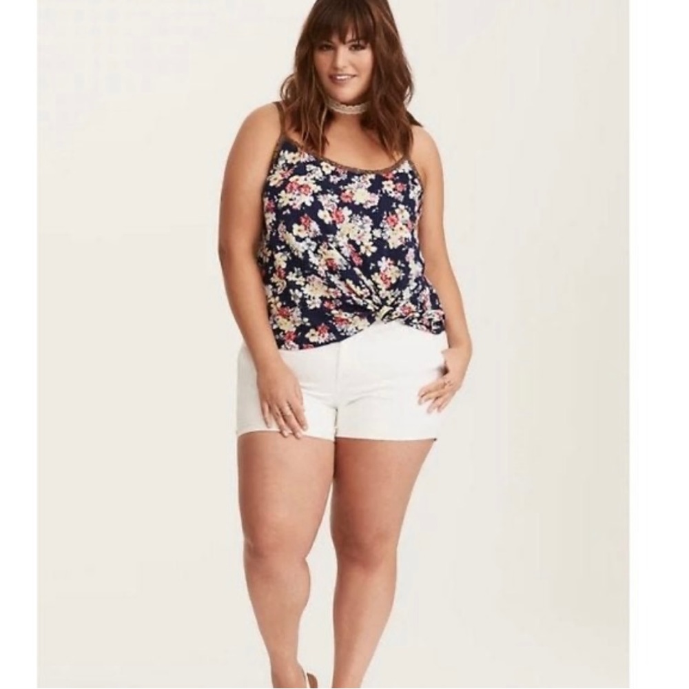 Torrid Navy Floral Lace Up Challis Swing Cami